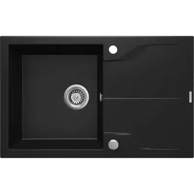 Zlewozmywak ANDANTE FLUSH nero granit 1-komorowy Z/O 780x490x194 3,5&quot; + osprzęt SPACE SAVER DEANTE ZQN_N11F