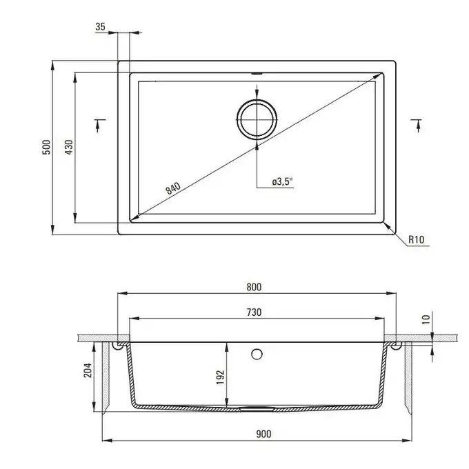 Komora podblatowa CORDA grafit metalik granit 800x500x204 3,5&quot; + osprzęt SPACE SAVER DEANTE ZQA_G10D