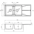 Zlewozmywak ANDANTE szary granit 2-komorowy Z/O 1160x500x224, 3,5&quot; + osprzęt SPACE SAVER DEANTE ZQN_S213