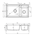 Zlewozmywak ERIDAN grafit metalik granit 2-komorowy 880x500x200, 3,5&quot; + osprzęt SPACE SAVER LUX DEANTE ZQE_G20B