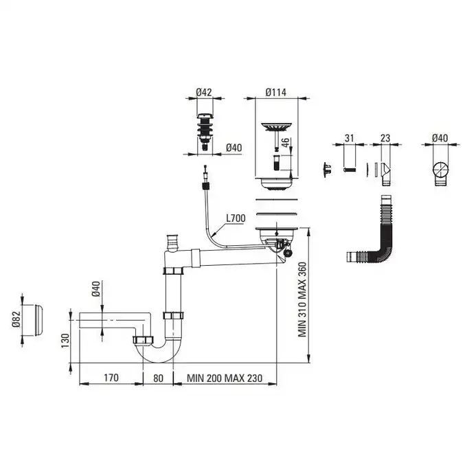 Zlewozmywak EVORA grafit metalik granit 1-komorowy Z/O 780x440x193, 3,5&quot; + osprzęt SPACE SAVER DEANTE ZQJ_G113