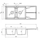 Zlewozmywak ANDANTE antracyt metalik granit 2-komorowy Z/O 1160x500x224, 3,5&quot; + osprzęt SPACE SAVER DEANTE ZQN_T213