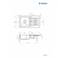 Zlewozmywak ZORBA nero granit 1,5-kom. Z/O 760x440x164, 3,5&quot; + osprzęt DEANTE ZQZ_N513