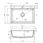 Zlewozmywak ERIDAN alabaster granit 1-komorowy 700x520x210, 3,5&quot; + osprzęt SPACE SAVER LUX DEANTE ZQE_A103