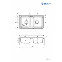 Zlewozmywak ZORBA antracyt met. granit 2-kom. B/O 780x435x180, 3,5&quot; + osprzęt DEANTE ZQZ_T203