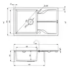 Zlewozmywak ANDANTE grafit metalik granit 1-komorowy Z/O 780x490x194, 3,5&quot; + osprzęt SPACE SAVER DEANTE ZQN_G113