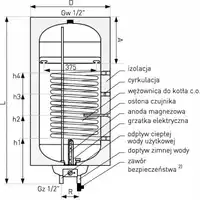 Wymiennik z wężownicą spiralną SGW(S) Neptun2 Kombi 80 l z grzałką elektryczną, wiszący, lewy GALMET 06-084671