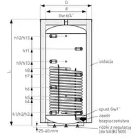Zbiornik buforowy z wężownicą spiralną SG(B) 800 l, stojący, izolacja Neodul, skay GALMET 71-800600