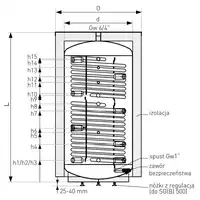 Zbiornik buforowy z dwiema wężownicami spiralnymi SG(B) 400 l, stojący, poliuretan, skay GALMET 72-400000