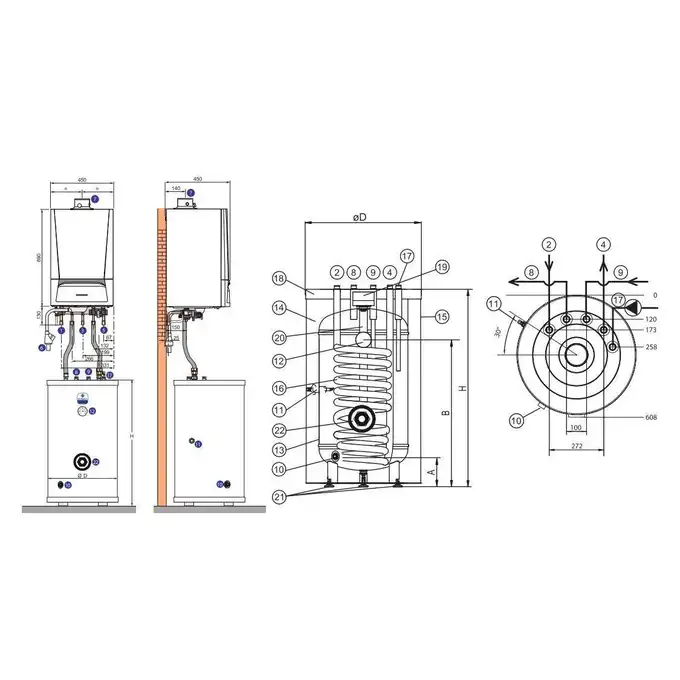 Pakiet: Gazowy kocioł kondensacyjny Evodens AMC 25/SRK100 + Regulator SMART TC + Zestaw redukcyjny w szacht DE DIETRICH 7689096100KTCDZ