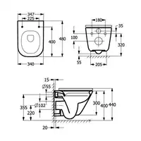 GAP SQUARE COMPACTO Zestaw Miska wc podwieszana Rimless + Deska wolnoopadająca slim duroplast ROCA A34H473000