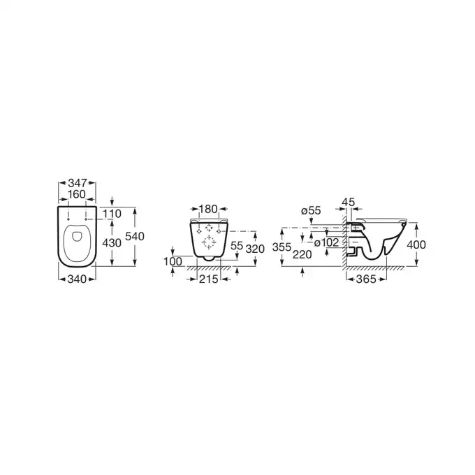 GAP SQUARE RIMLESS Zestaw Miska WC podwieszana Rimless + Deska wolnoopadająca ultraslim duroplast ROCA A34H472000