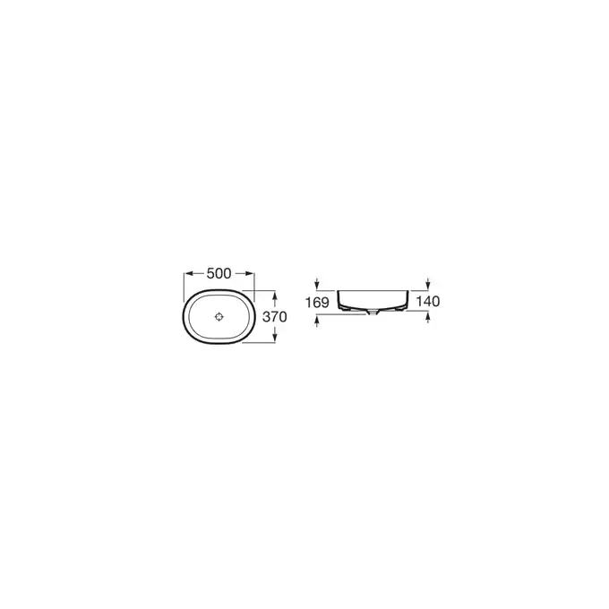 INSPIRA ROUND Umywalka 500X370 OCT FINECERAMIC ROCA A327520000