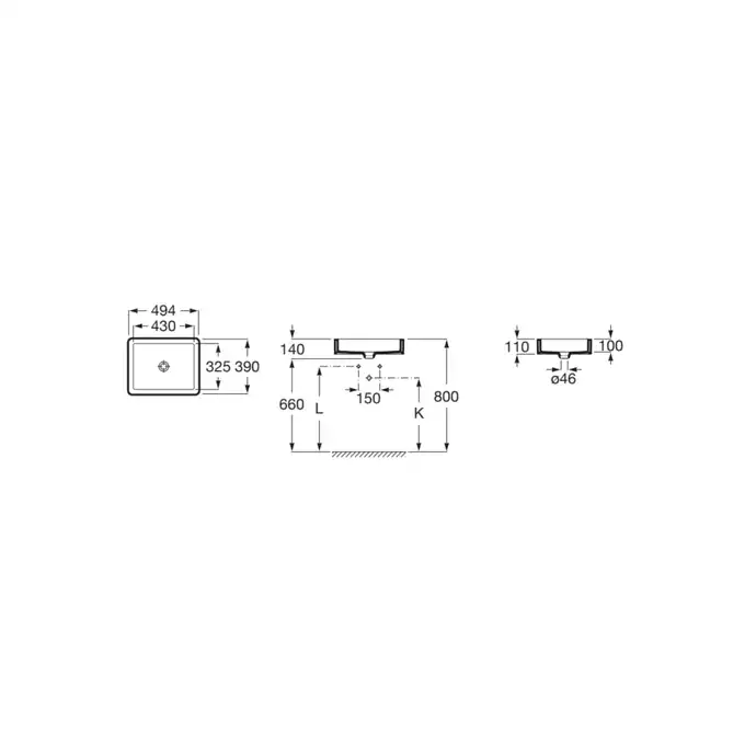 INSPIRA SQUARE Umywalka podblatowa 430x320 mm ROCA A327536000