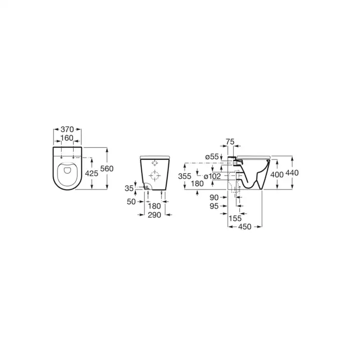 INSPIRA ROUND Miska WC stojąca RIMLESS BTW  560 x 370 ROCA A347526000