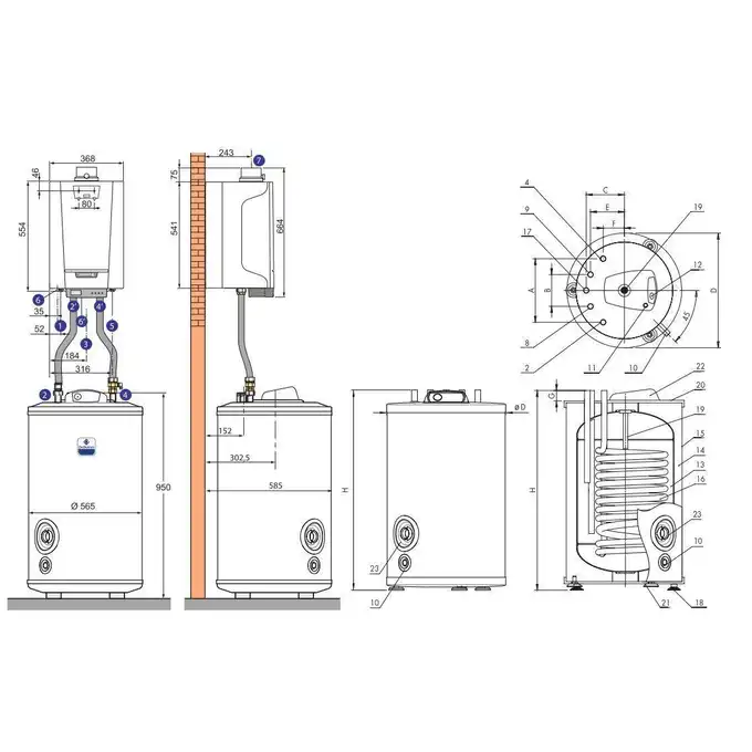 Pakiet: Gazowy kocioł kondensacyjny MCR3 evo 24T/SR150 + Termostat pokojowy iSense + Rekuperator Recovens V400 DE DIETRICH 7716670150KISRU