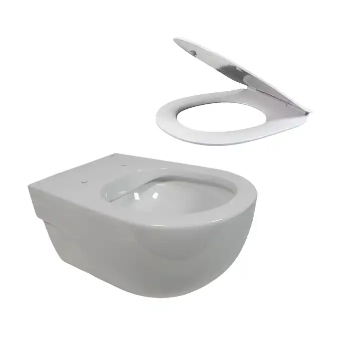 MERIDIAN Zestaw Miska wc podwieszana Rimless + Deska wolnoopadająca slim duroplast ROCA A34H240000