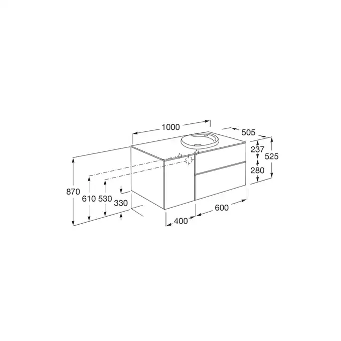 UNIK BEYOND z UM.SURFEX 1000 prawa biały ROCA A851390806