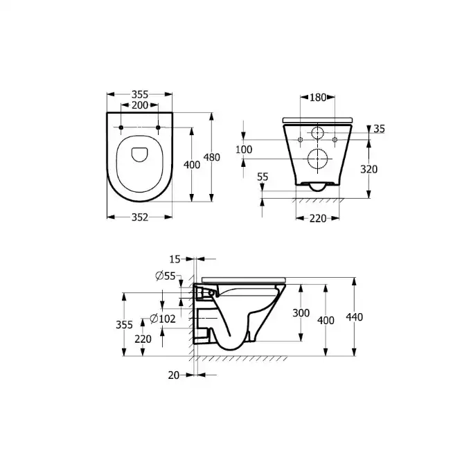 Zestaw DUPLO ONE + GAP ROUND COMPACTO RIMLESS z deską SLIM ROCA A893104480