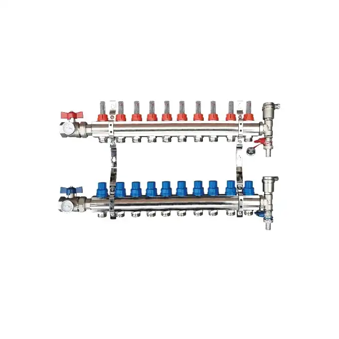 Rozdzielacz do ogrzewania podłogowego Tweetop Premium 06036117 1&quot; rotametry zawory regulujące i odcinające 10 obwodów