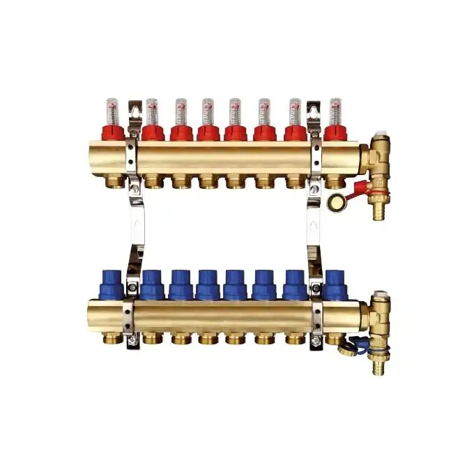 Rozdzielacz do ogrzewania podłogowego Tweetop Optimum 06036114 1&quot; rotametry zawory regulujące 8 obwodów
