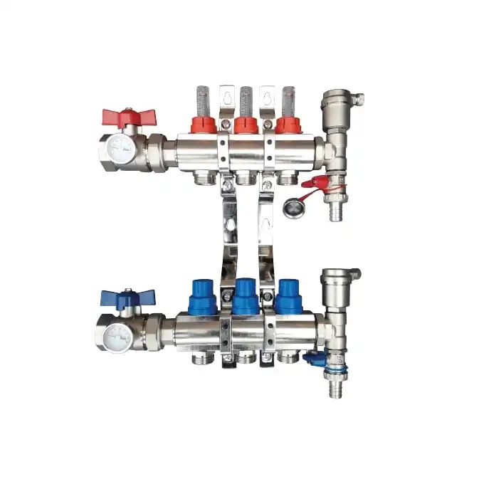 Rozdzielacz do ogrzewania podłogowego Tweetop Premium 06036103 1&quot; rotametry zawory regulujące i odcinające 3 obwody