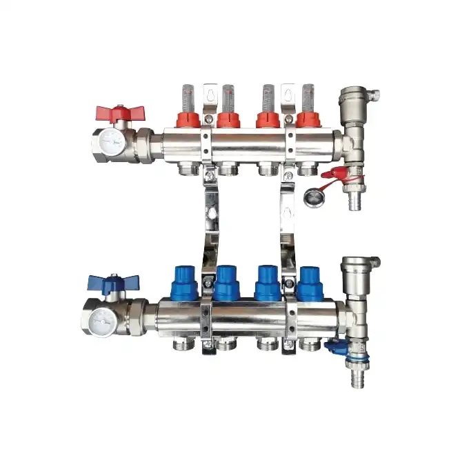 Rozdzielacz do ogrzewania podłogowego Tweetop Premium 06036105 1&quot; rotametry zawory regulujące i odcinające 4 obwody