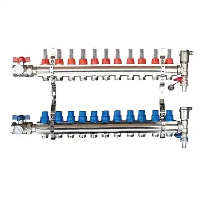 Rozdzielacz do ogrzewania podłogowego Tweetop Premium 06036119 1&quot; rotametry zawory regulujące i odcinające 11 obwodów