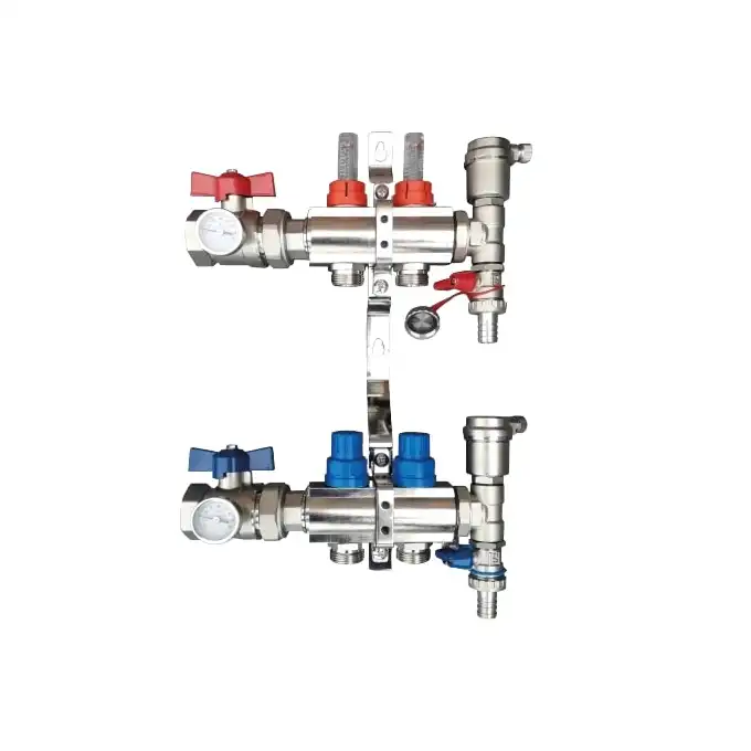 Rozdzielacz do ogrzewania podłogowego Tweetop Premium 06036101 1&quot; rotametry zawory regulujące i odcinające 2 obwody
