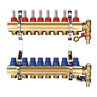 Rozdzielacz do ogrzewania podłogowego Tweetop Optimum 06036114 1&quot; rotametry zawory regulujące 8 obwodów