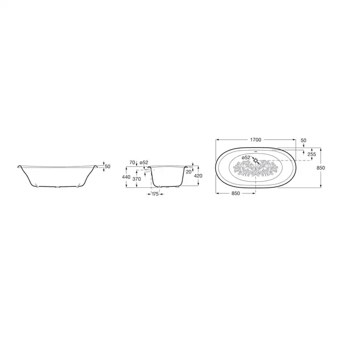 Newcast Wanna 170x85 cm czerwony korpus zewnętrzny ROCA A233650003