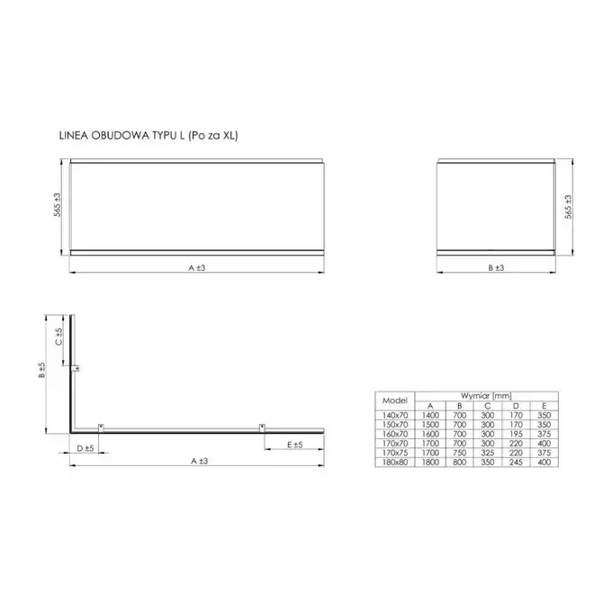 Obudowa akrylowa-L do wanny lewej ROCA A25T023000