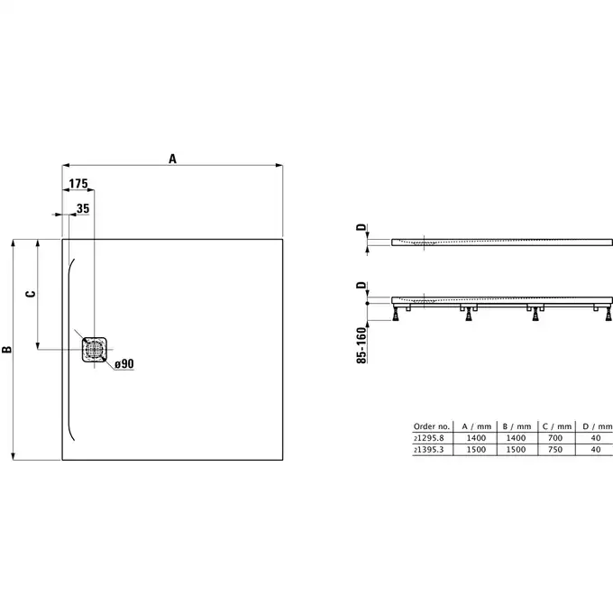 Brodzik Laufen PRO 1500 x 1500 mm, grafitowy LAUFEN H2139530780001