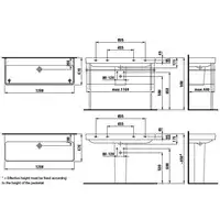 Umywalka podwójna ścienna jednokomorowa 1200 x 460 mm LAUFEN H8149650001091