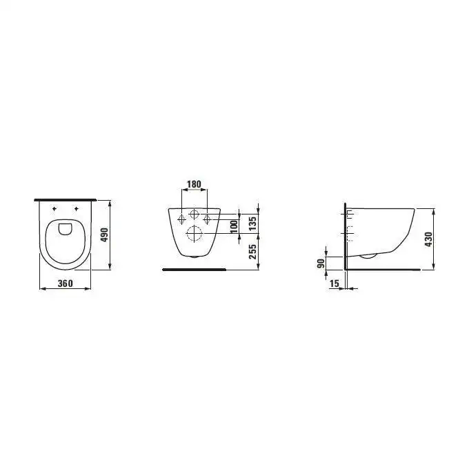 Miska podwieszana wc rimless 360 x 490 mm LAUFEN H8209650000001