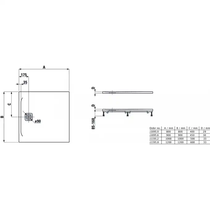 Brodzik Laufen Pro, Marbond, kwadratowy 800 x 800 mm, biały LAUFEN H2109500000001