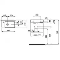 LCC Umywalka ścienna 480 x 280 mm LAUFEN H8159554001041