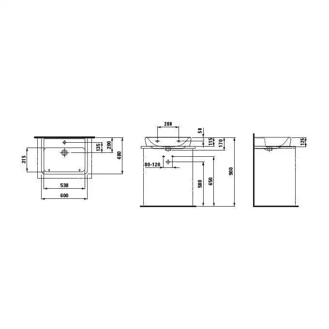 Umywalka ścienna 600 x 480 mm LAUFEN H8179520001041