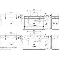 LCC Umywalka podwójna ścienna 1300 x 460 mm LAUFEN H8149684001091