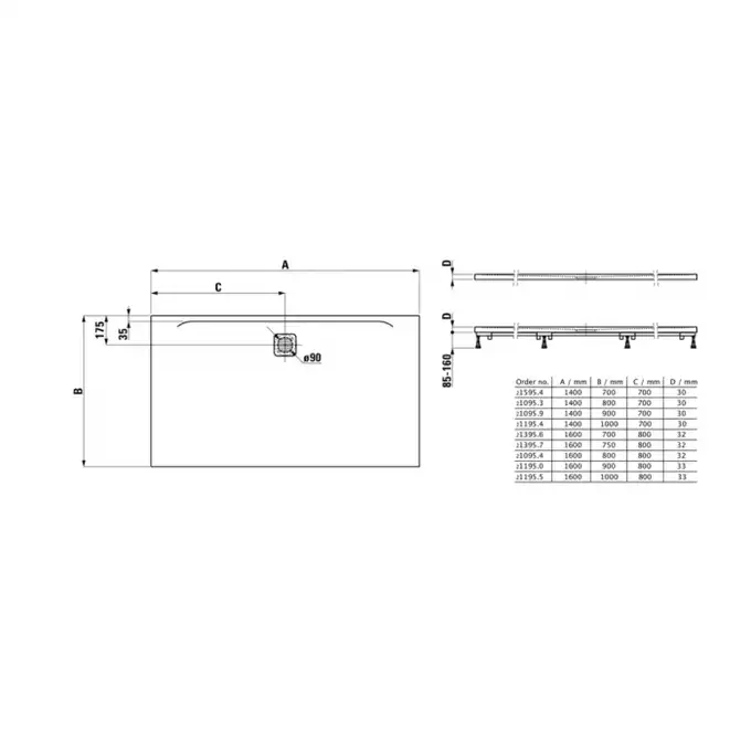 Brodzik Laufen Pro, Marbond, prostokątny 1600 x 800 mm grafitowy LAUFEN H2109540780001