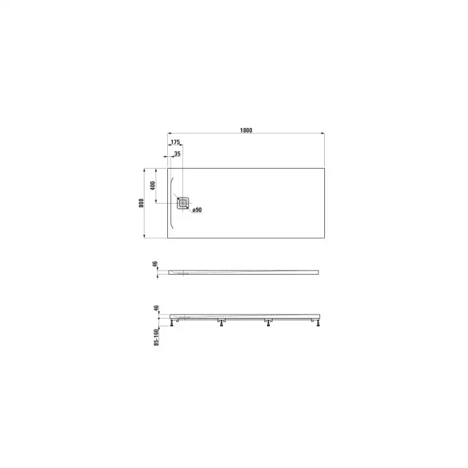 Brodzik Laufen Pro, Marbond, prostokątny 1800 x 800 mm grafitowy LAUFEN H2119590780001