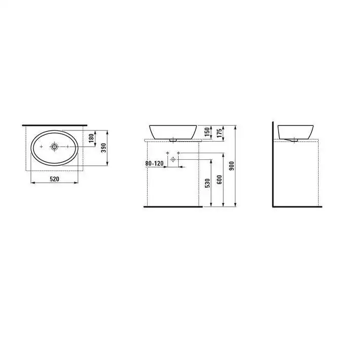 Umywalka nablatowa 520 x 390 mm LAUFEN H8129640001121