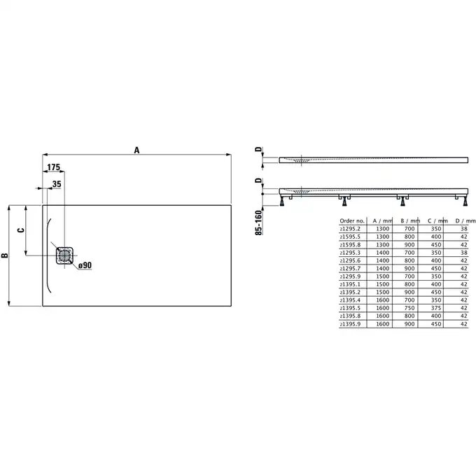 Brodzik Laufen PRO 1600 x 800 mm, biały LAUFEN H2139580000001