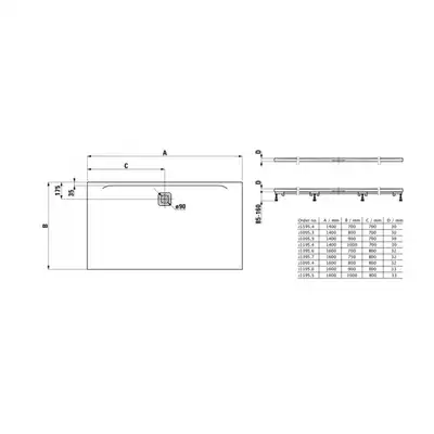 Brodzik Laufen Pro, Marbond, prostokątny 1600 x 800 mm biały LAUFEN H2109540000001