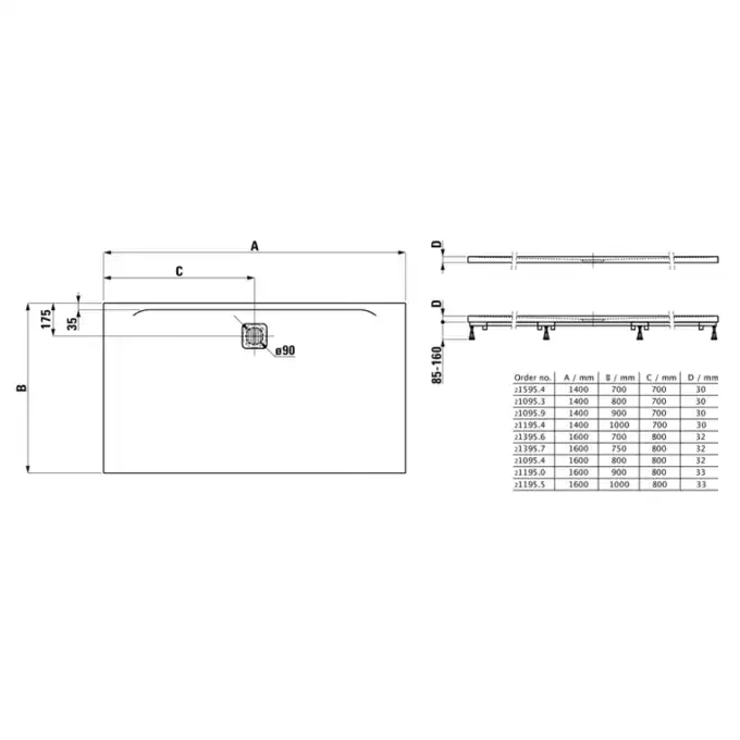 Brodzik Laufen Pro, Marbond, prostokątny 1600 x 900 mm biały LAUFEN H2119500000001