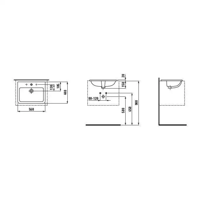 Umywalka blatowa 560 x 440 mm LAUFEN H8189630001041