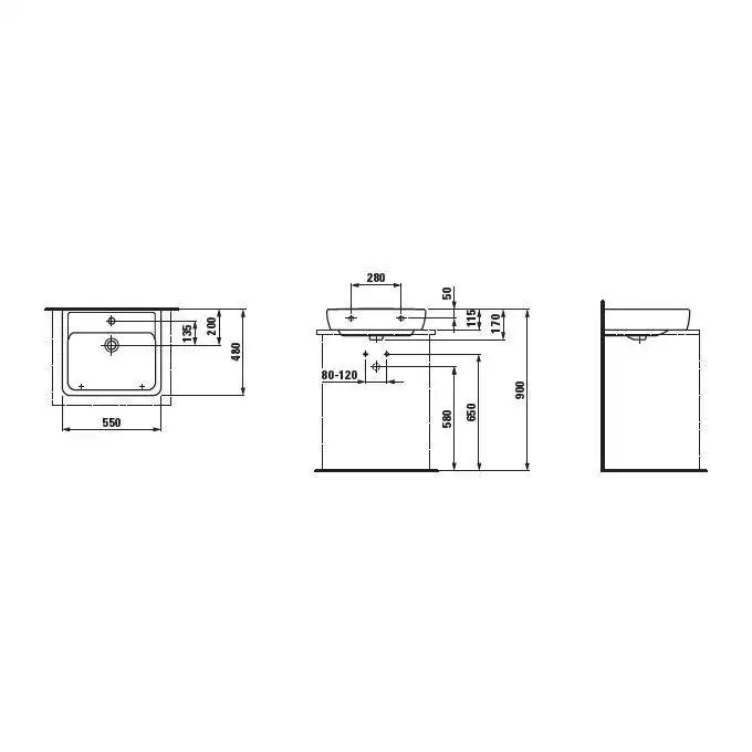 Umywalka ścienna 550 x 480 mm LAUFEN H8179510001041