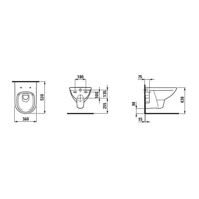 Miska podwieszana wc 360 x 530 mm rimless LAUFEN H8209600000001