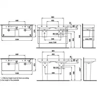 Umywalka podwójna ścienna 1200 x 460 mm LAUFEN H8149660001041