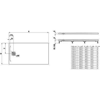 Brodzik Laufen PRO 1600 x 800 mm, grafitowy LAUFEN H2139580780001